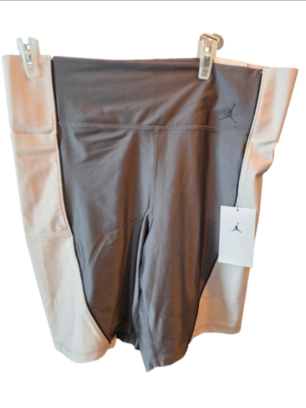 Women's Jordan Gray & Beige Bike Shorts 1X Athletic Workout New